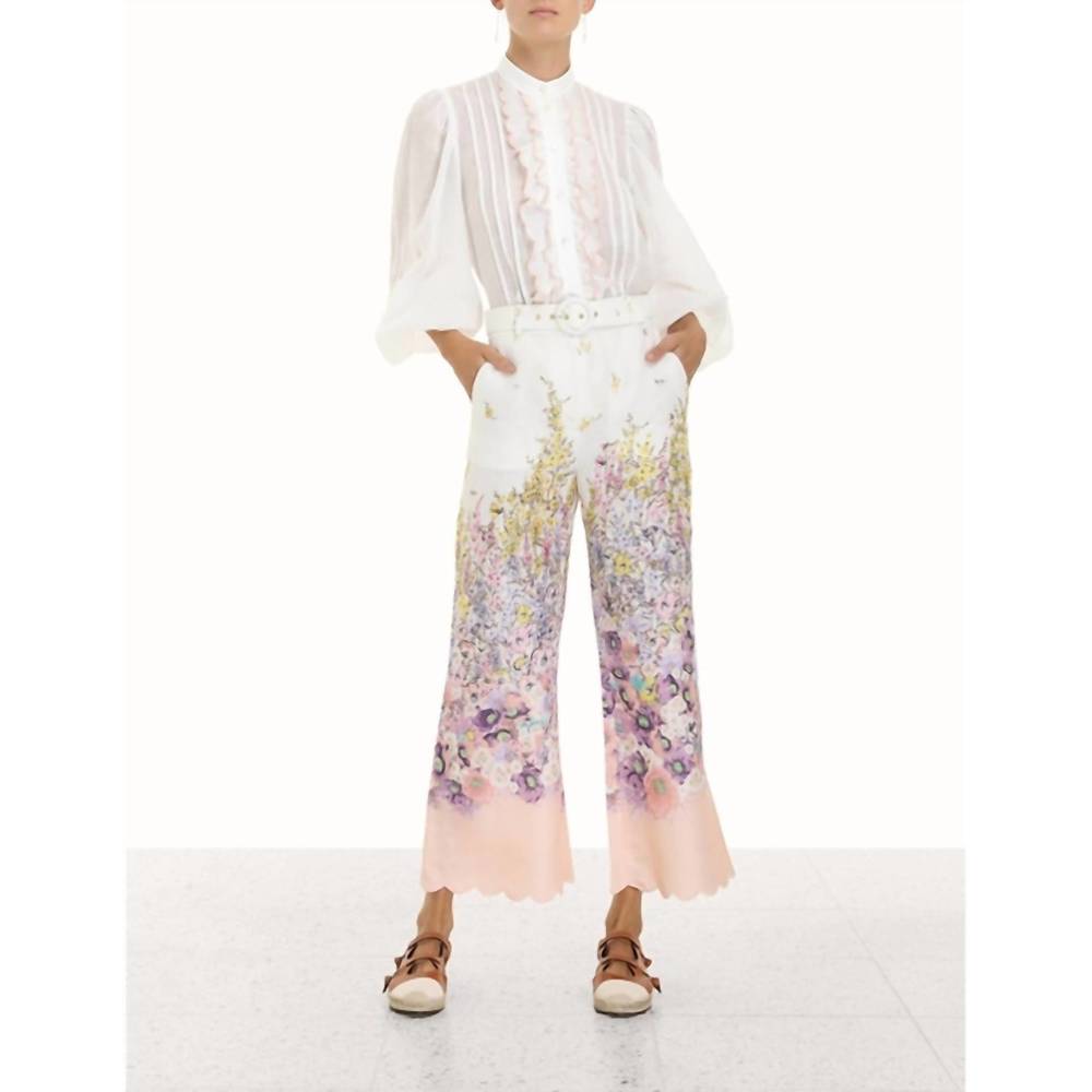 NEW ZIMMERMANN jude crop flare pant in peach floral